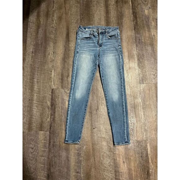 American Eagle Women's Skinny Jeans Medium Wash Blue High Rise Stretch - Picture 4 of 8